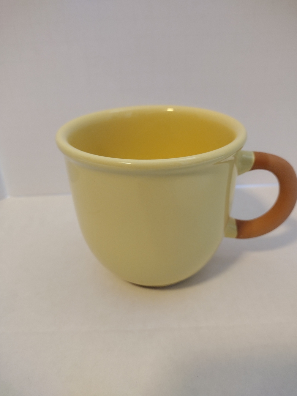 Furio Yellow Ceramic Coffee Mug with Brown Handle